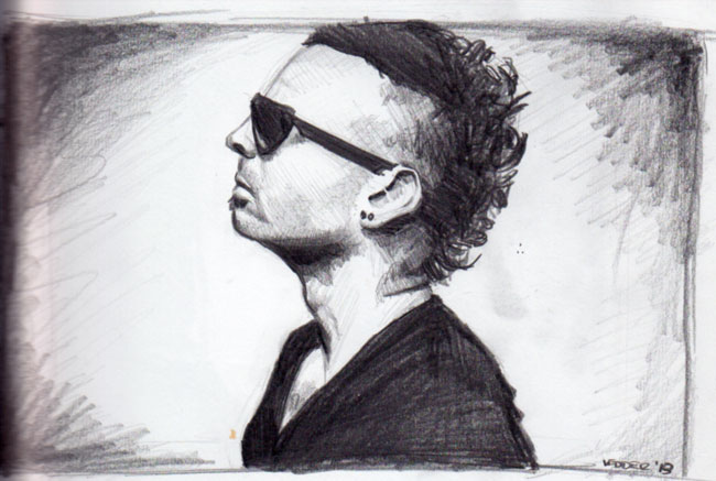 Drawing of a guy with sungleasses and a mowhawk